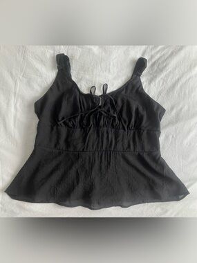 Torrid Peplum Soft Rayon Corset Top – Size 00/10 – Deep Black – NWT